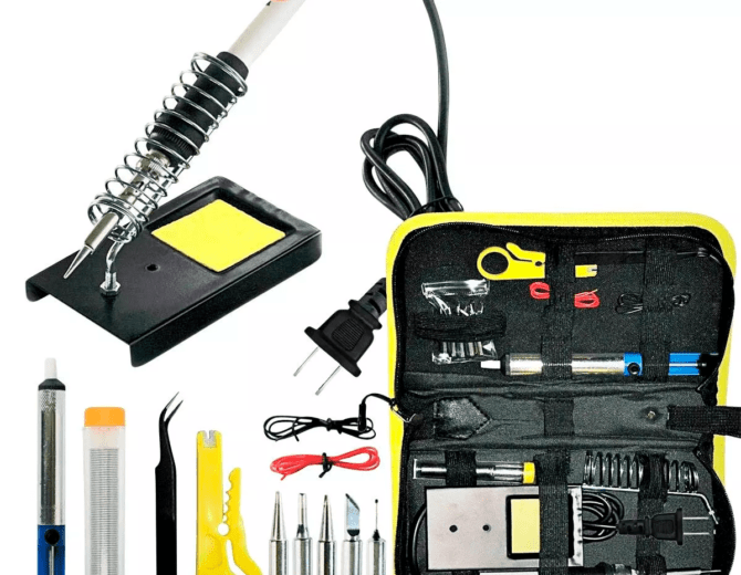 Cautín profesional tipo lápiz + kit de soldadura